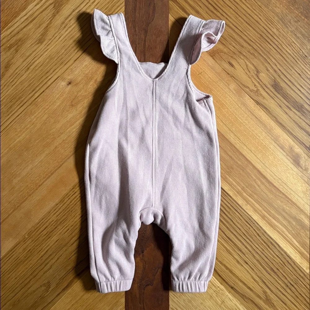 Carter's 0-3 Month Light Pink Ruffled Overalls & Long Sleeve Cherry Top